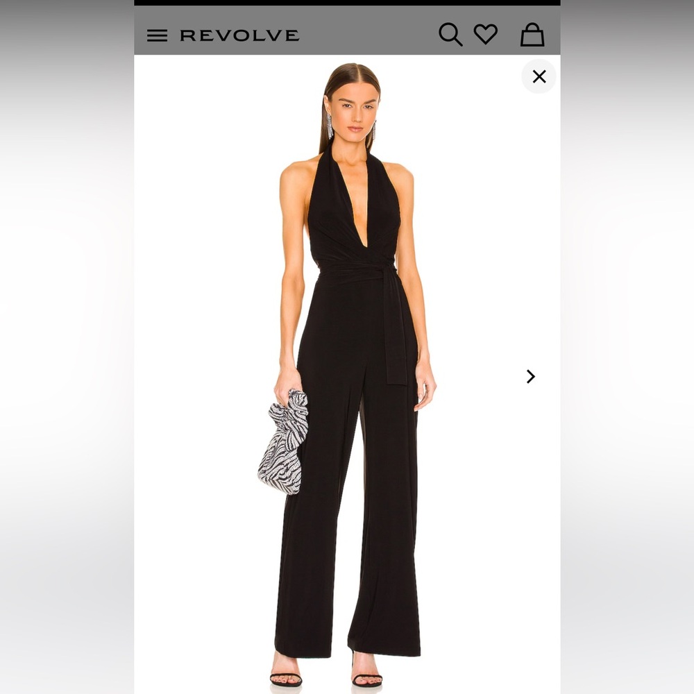 Norma Kamali Halter Wrap Straight Leg Jumpsuit in Black